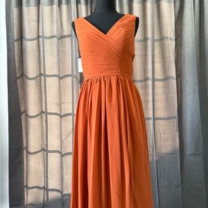 Terracotta Ruched V-Neck Sundress for Wedding